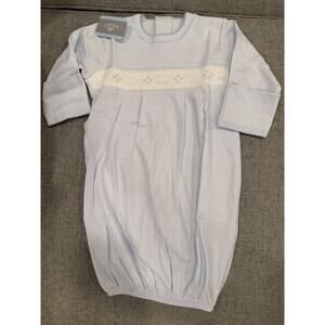 Baby Bliss Smocked Baby Boy Gown Blue Pima Cotton 3-6 Months NWT